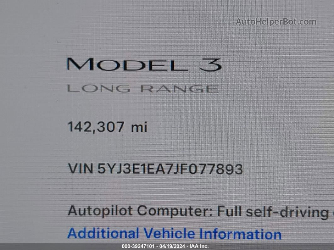 2018 Tesla Model 3 Long Range/mid Range Синий vin: 5YJ3E1EA7JF077893