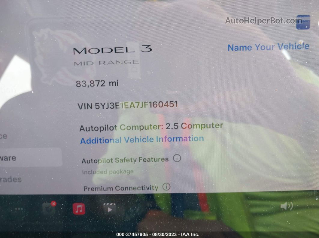 2018 Tesla Model 3 Range Battery Blue vin: 5YJ3E1EA7JF160451