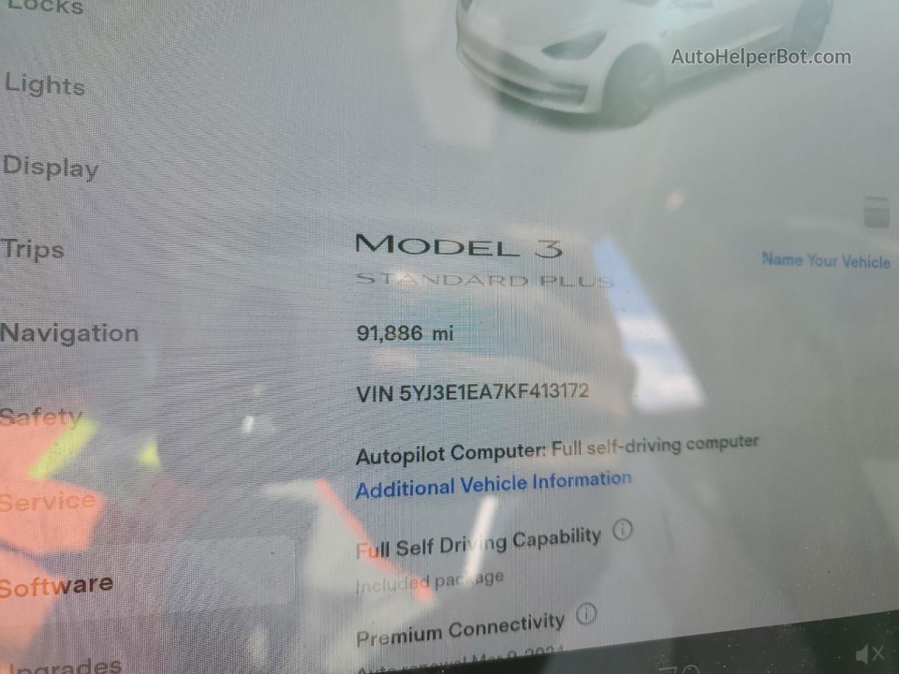 2019 Tesla Model 3  White vin: 5YJ3E1EA7KF413172