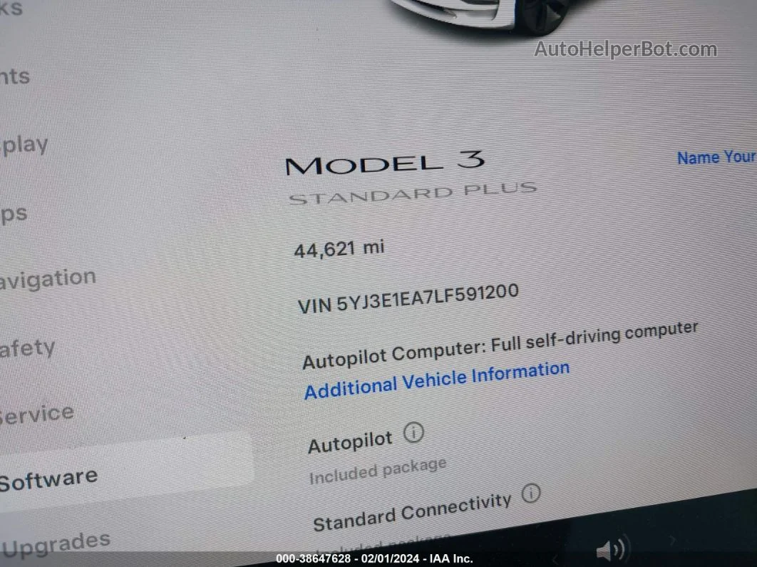 2020 Tesla Model 3 Standard Range Plus Rear-wheel Drive/standard Range Rear-wheel Drive White vin: 5YJ3E1EA7LF591200