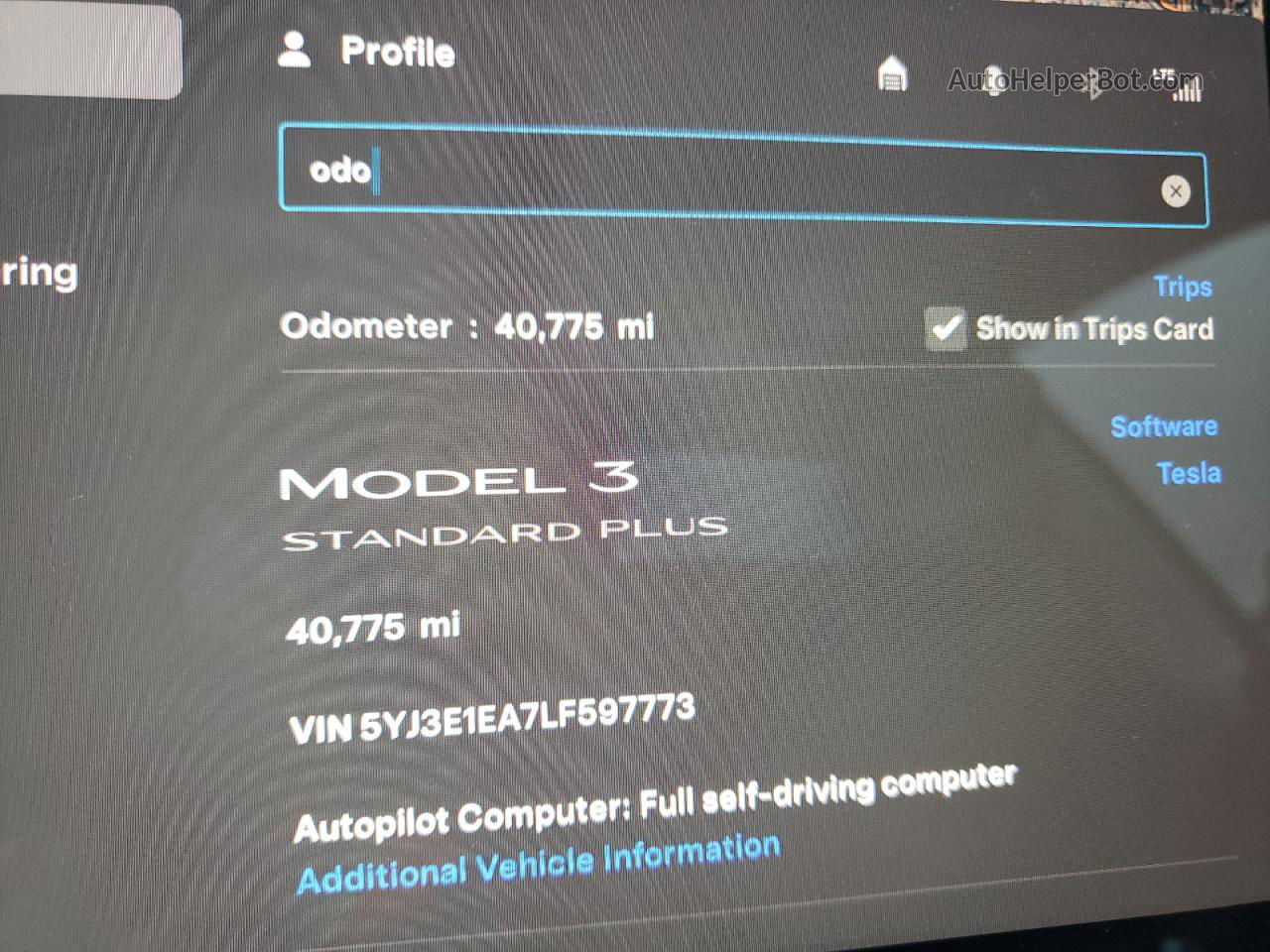 2020 Tesla Model 3  White vin: 5YJ3E1EA7LF597773