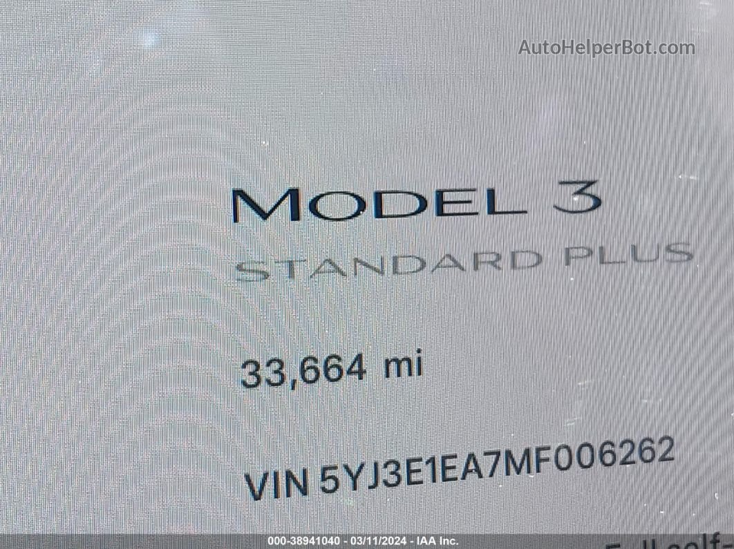 2021 Tesla Model 3 Standard Range Plus Rear-wheel Drive Gray vin: 5YJ3E1EA7MF006262