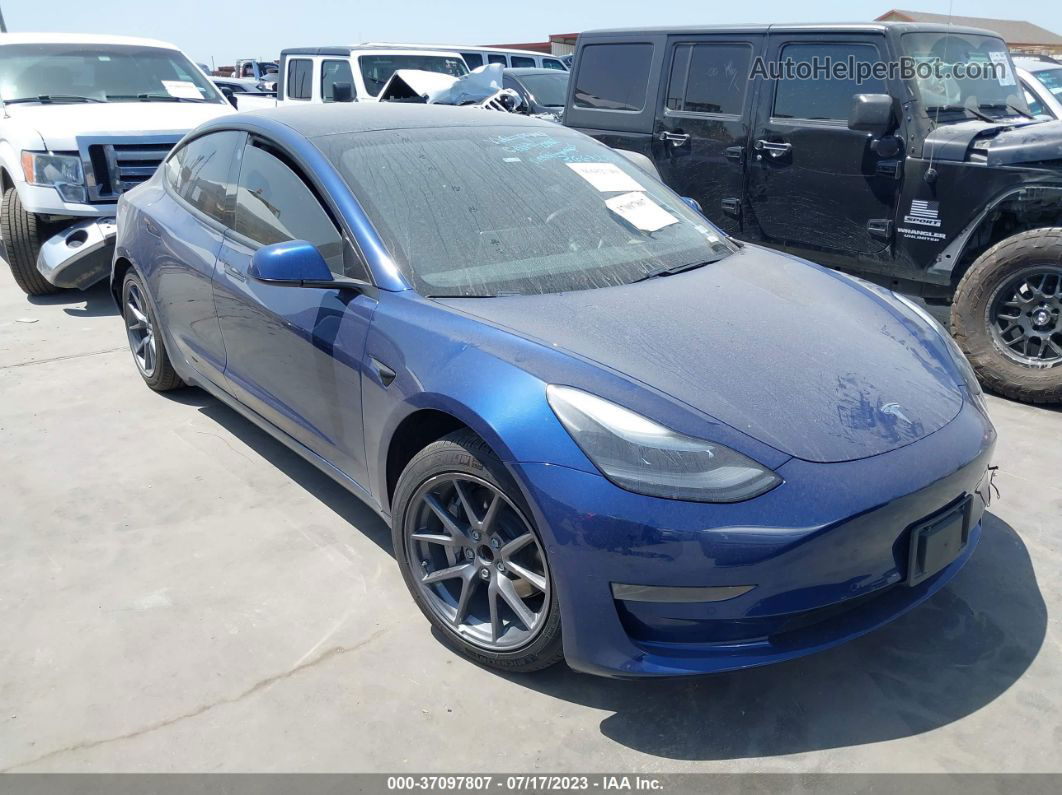 2021 Tesla Model 3 Standard Range Plus Blue vin: 5YJ3E1EA7MF026575