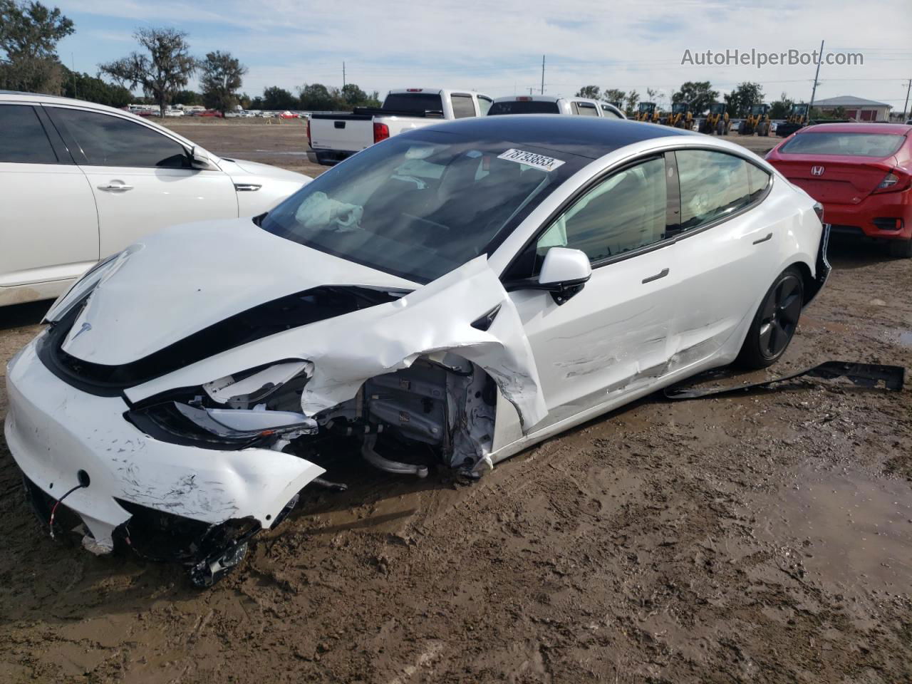 2021 Tesla Model 3  White vin: 5YJ3E1EA7MF047572