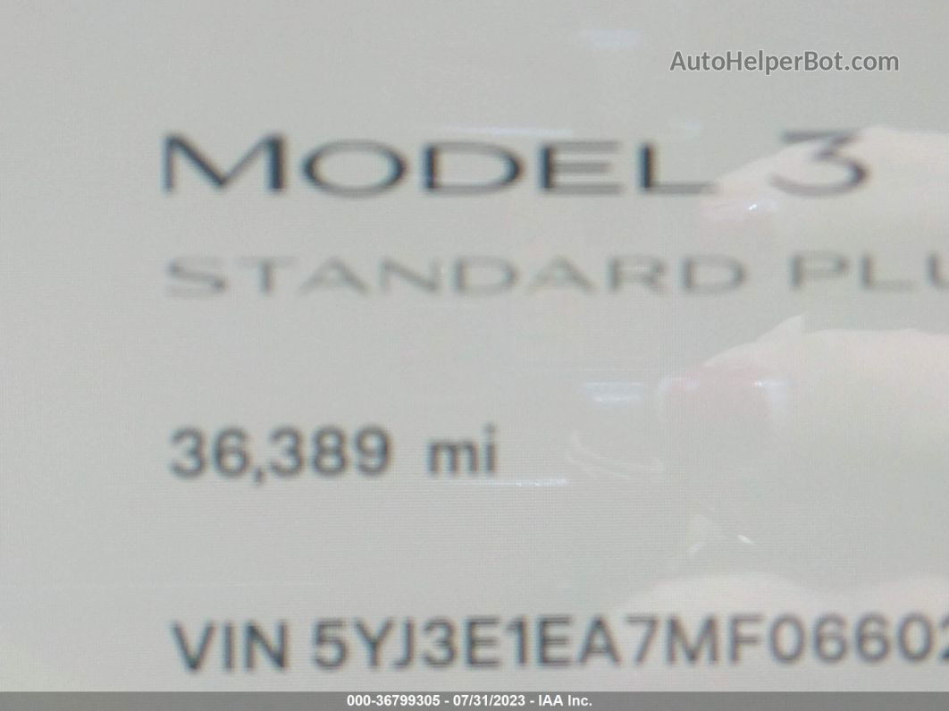 2021 Tesla Model 3 Standard Range Plus Black vin: 5YJ3E1EA7MF066025