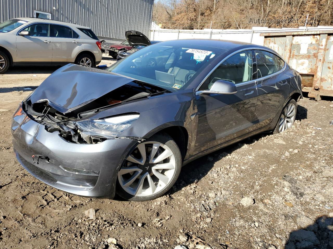 2018 Tesla Model 3  Серый vin: 5YJ3E1EA8JF017637