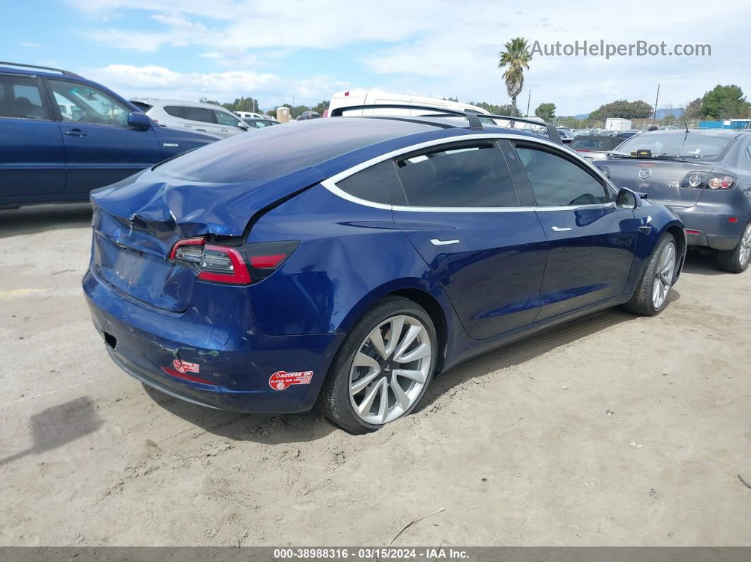 2018 Tesla Model 3 Long Range/mid Range Blue vin: 5YJ3E1EA8JF035863