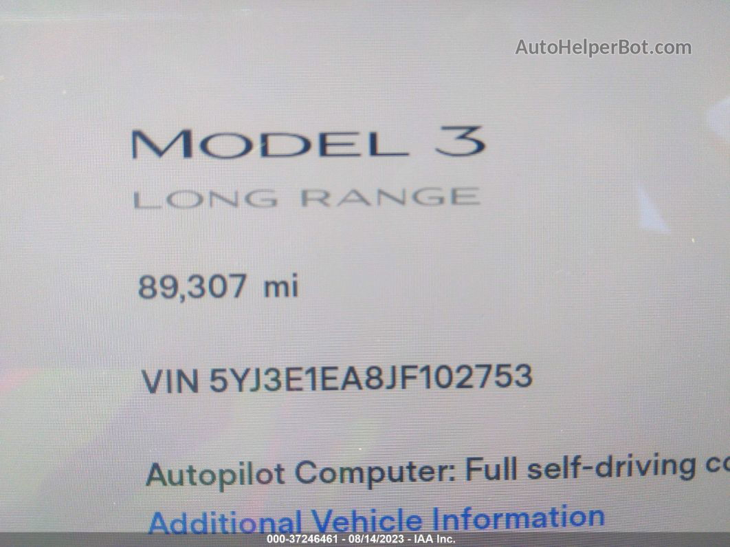 2018 Tesla Model 3 Range Battery Red vin: 5YJ3E1EA8JF102753