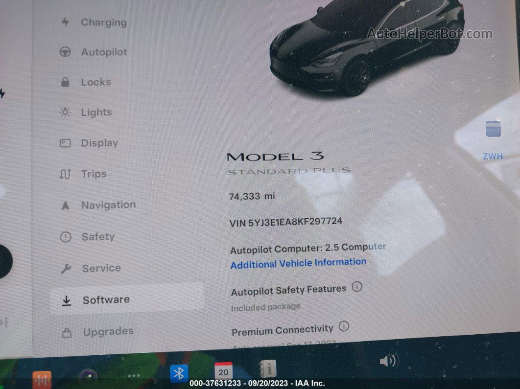 2019 Tesla Model 3 Mid Range/standard Range/standard Range Plus/long Range Black vin: 5YJ3E1EA8KF297724