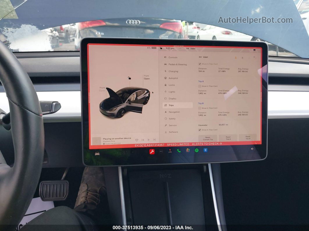 2019 Tesla Model 3 Mid Range/standard Range/standard Range Plus/long Range Серый vin: 5YJ3E1EA8KF314957