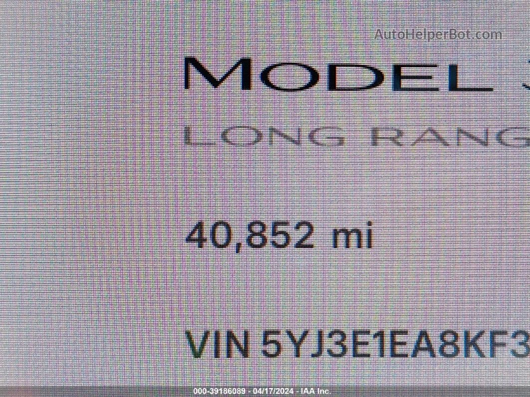 2019 Tesla Model 3 Long Range/mid Range/standard Range/standard Range Plus Black vin: 5YJ3E1EA8KF324968