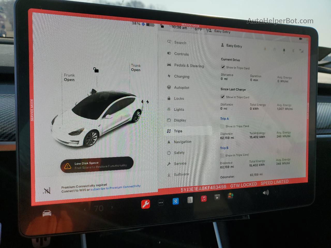 2019 Tesla Model 3  Белый vin: 5YJ3E1EA8KF483456