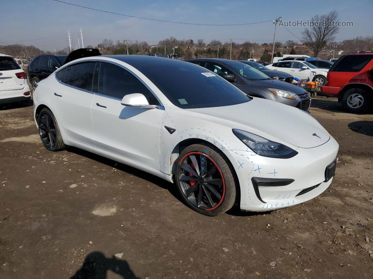 2019 Tesla Model 3  Белый vin: 5YJ3E1EA8KF483456