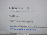 2021 Tesla Model 3 Standard Range Plus Rear-wheel Drive Black vin: 5YJ3E1EA8MF058676