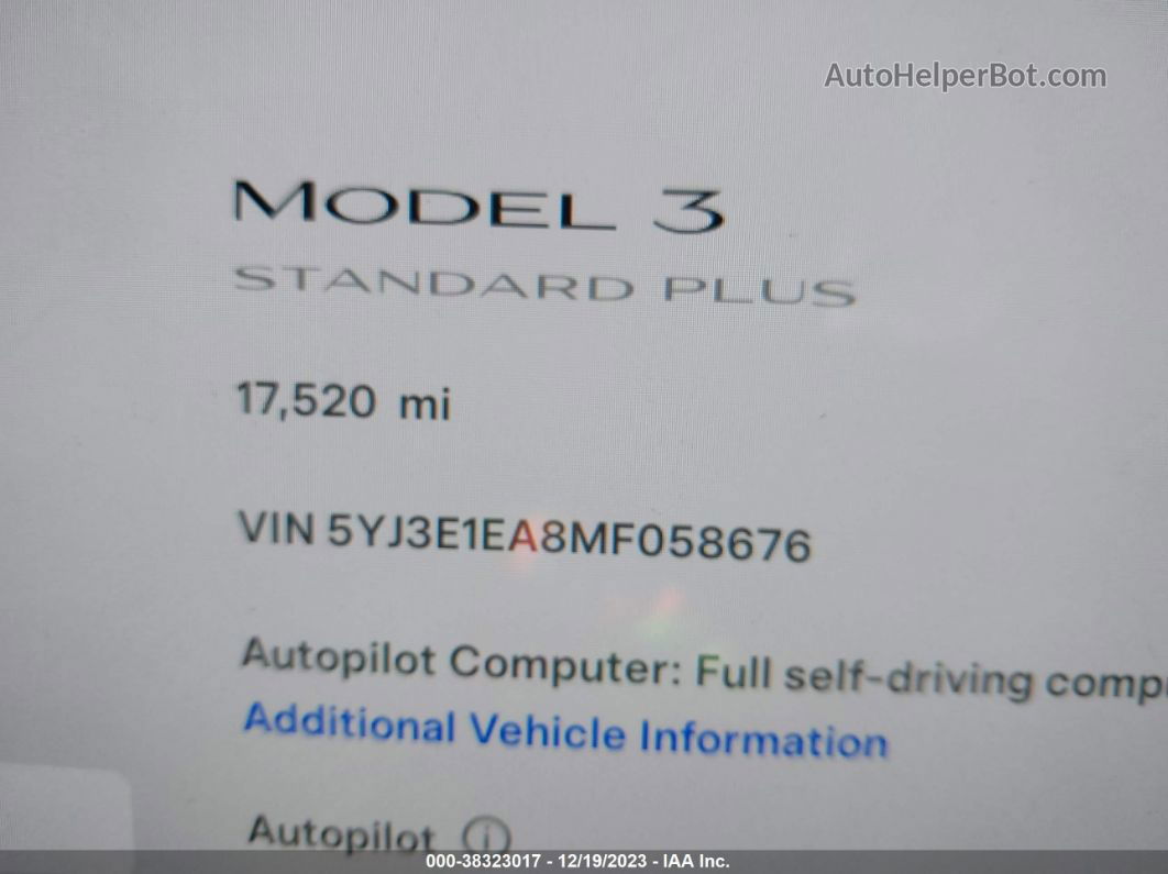 2021 Tesla Model 3 Standard Range Plus Rear-wheel Drive Black vin: 5YJ3E1EA8MF058676