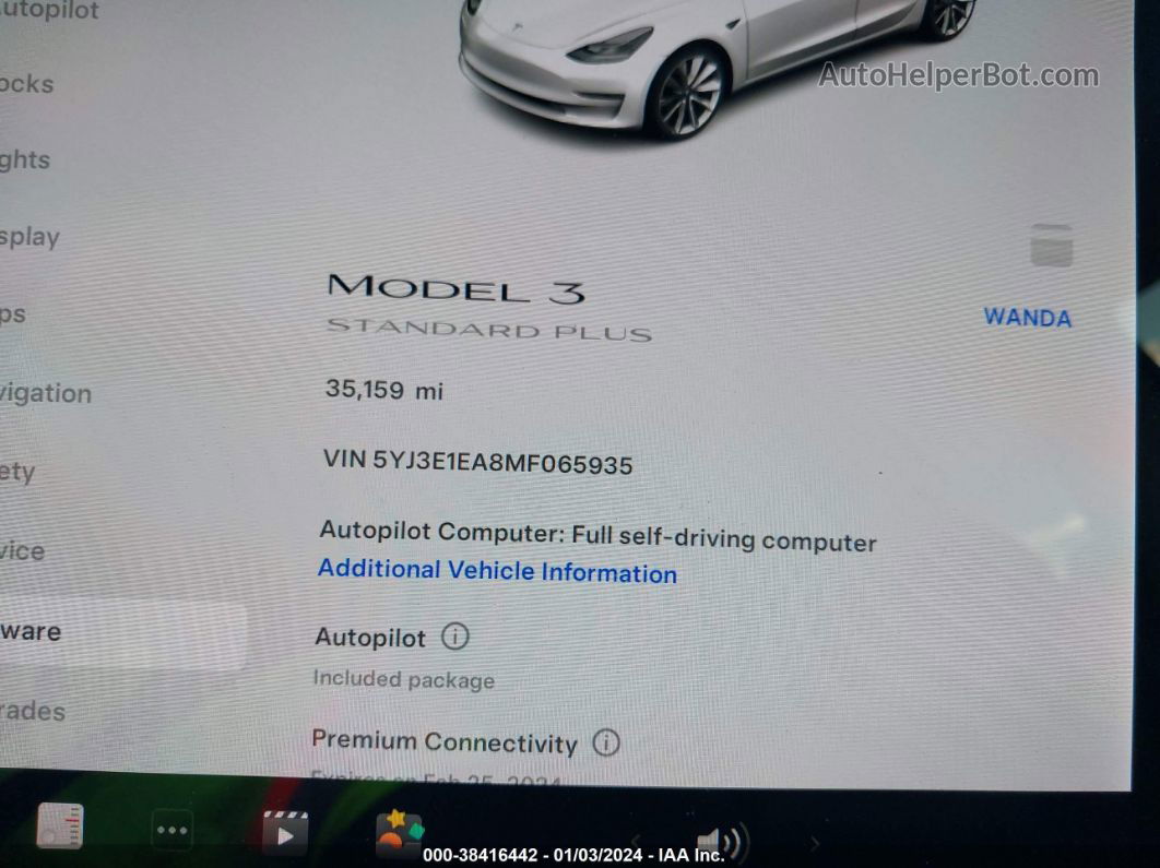 2021 Tesla Model 3 Standard Range Plus Rear-wheel Drive Белый vin: 5YJ3E1EA8MF065935