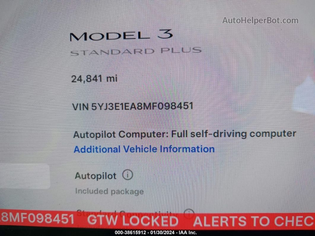 2021 Tesla Model 3 Standard Range Plus Rear-wheel Drive Белый vin: 5YJ3E1EA8MF098451