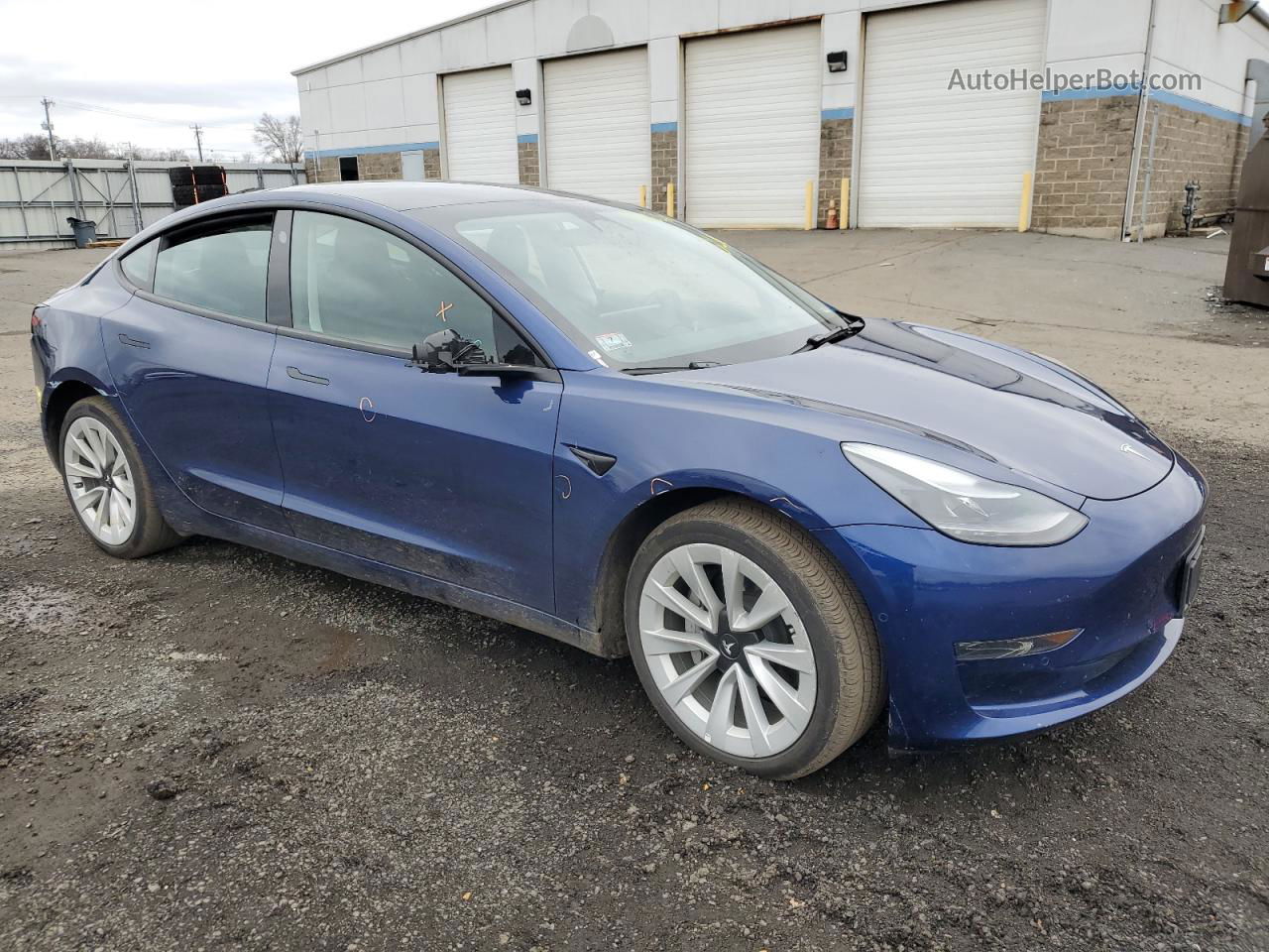 2022 Tesla Model 3  Blue vin: 5YJ3E1EA8NF285559