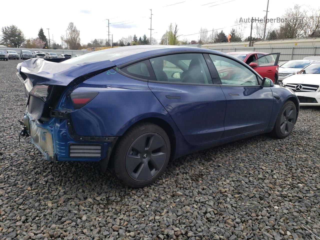 2022 Tesla Model 3  Blue vin: 5YJ3E1EA8NF357182