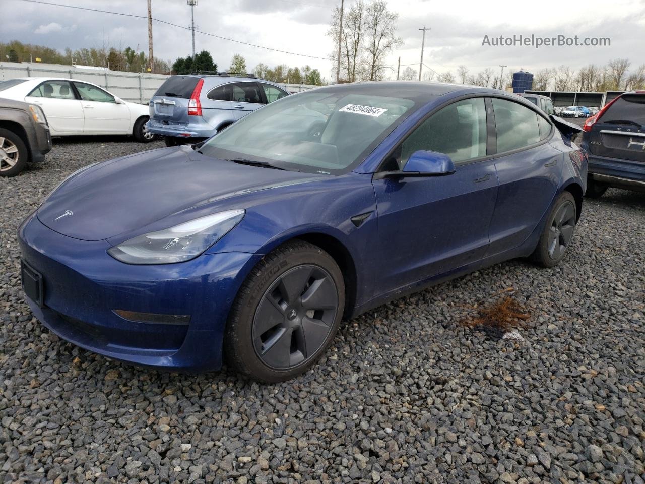 2022 Tesla Model 3  Синий vin: 5YJ3E1EA8NF357182
