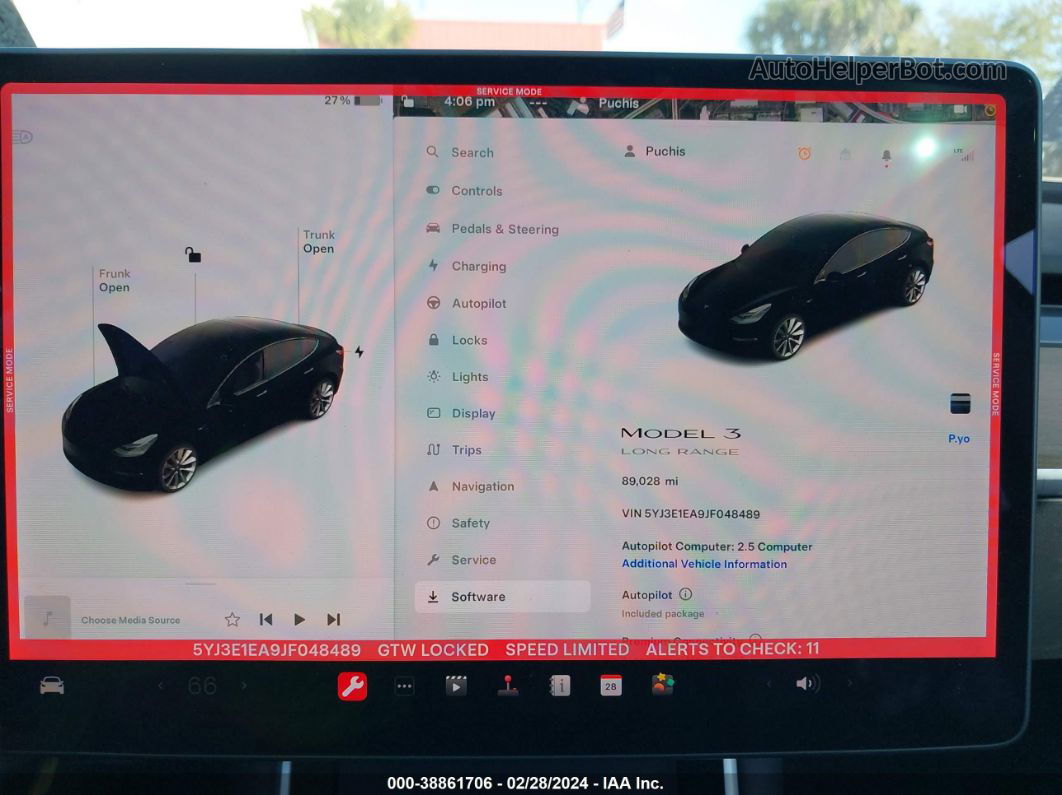 2018 Tesla Model 3 Long Range/mid Range Black vin: 5YJ3E1EA9JF048489