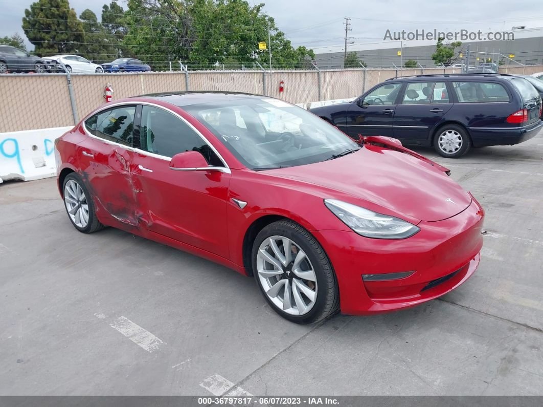 2018 Tesla Model 3 Range Battery Red vin: 5YJ3E1EA9JF050596