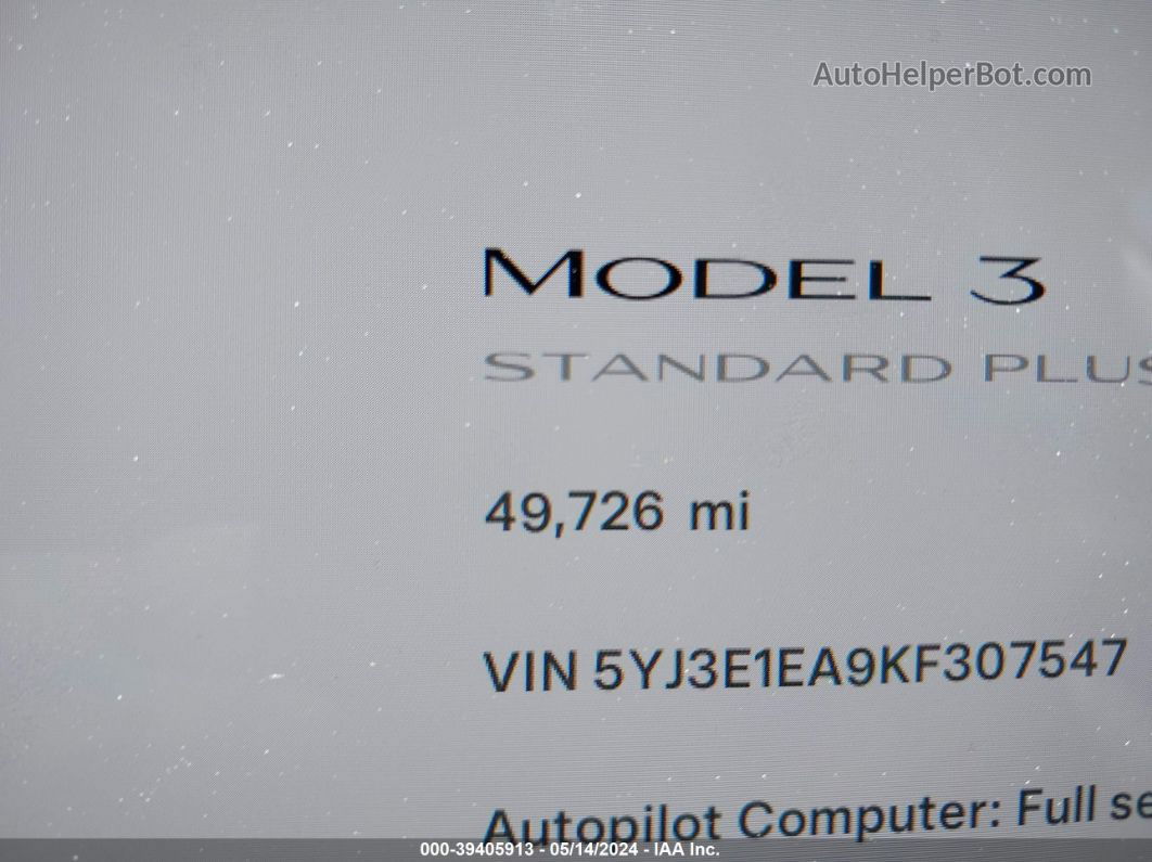 2019 Tesla Model 3 Long Range/mid Range/standard Range/standard Range Plus Gray vin: 5YJ3E1EA9KF307547