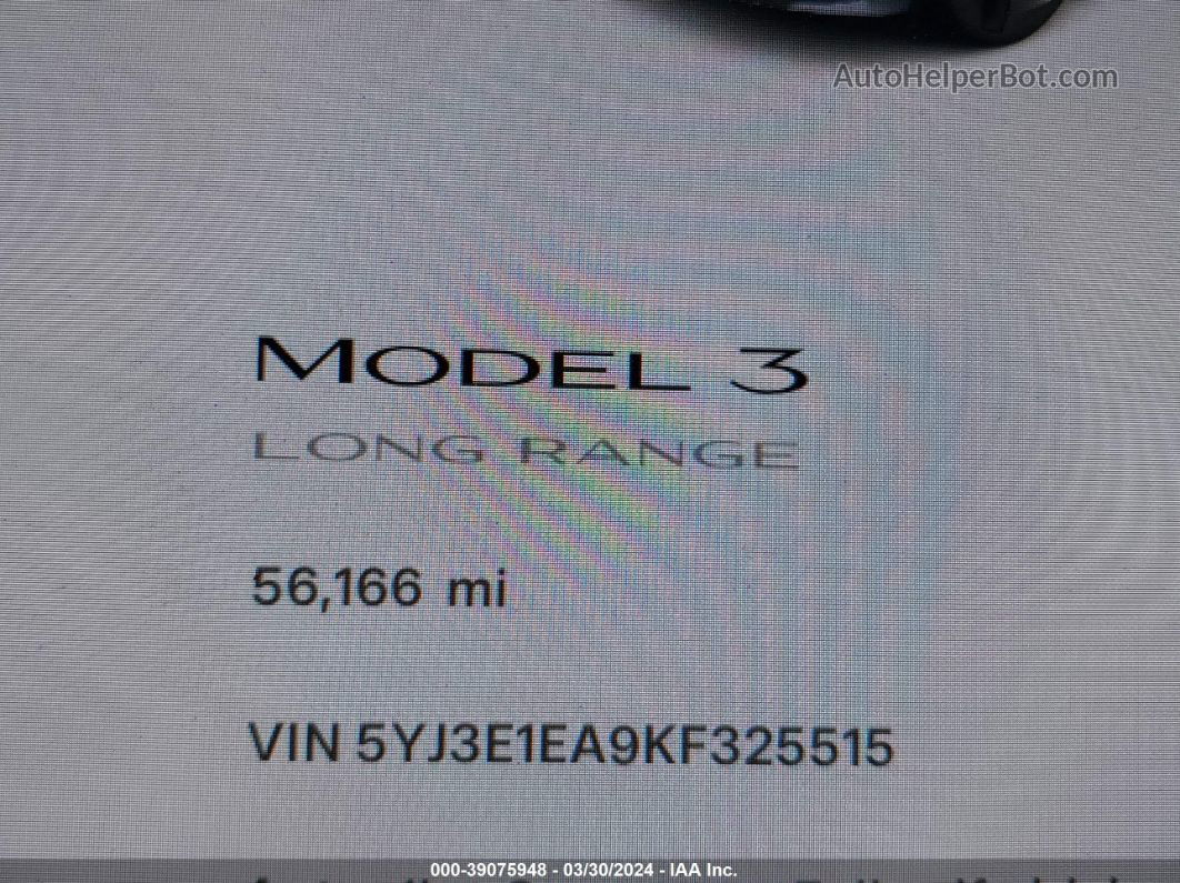 2019 Tesla Model 3 Long Range/mid Range/standard Range/standard Range Plus Серый vin: 5YJ3E1EA9KF325515