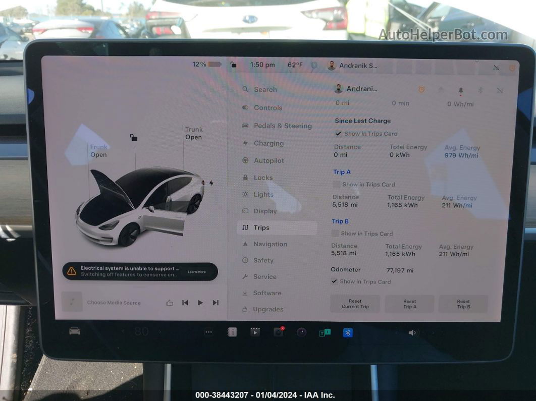 2019 Tesla Model 3 Long Range/mid Range/standard Range/standard Range Plus White vin: 5YJ3E1EA9KF326664