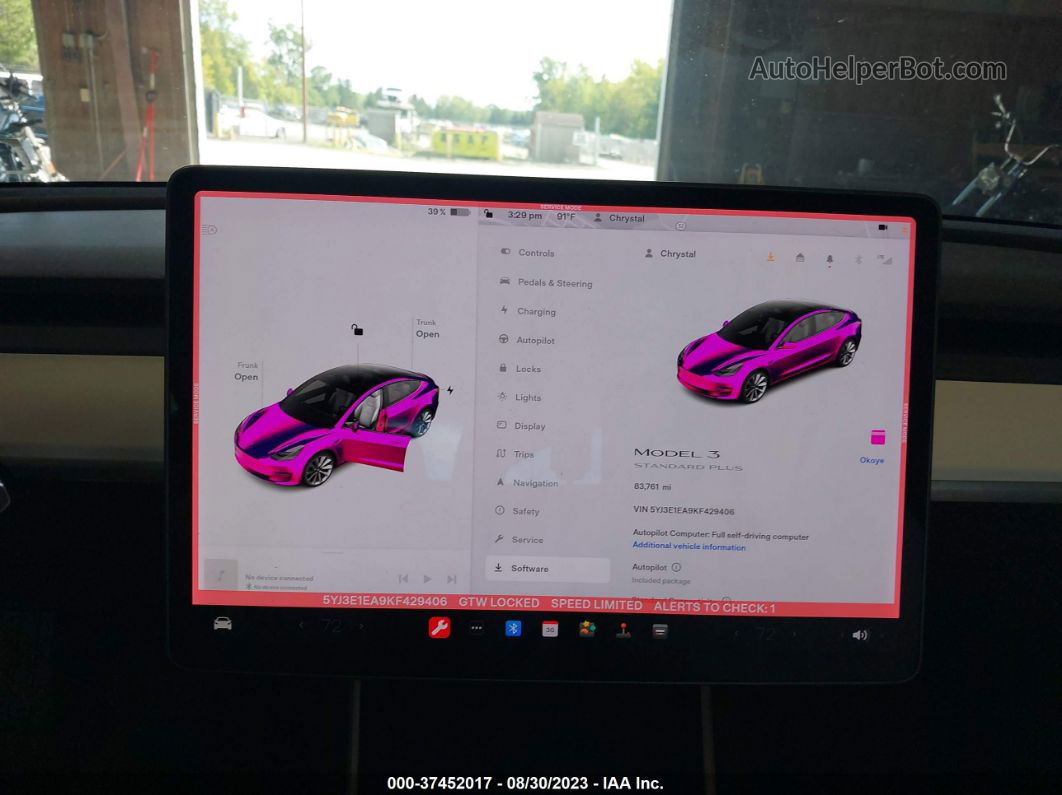 2019 Tesla Model 3 Range Black vin: 5YJ3E1EA9KF429406