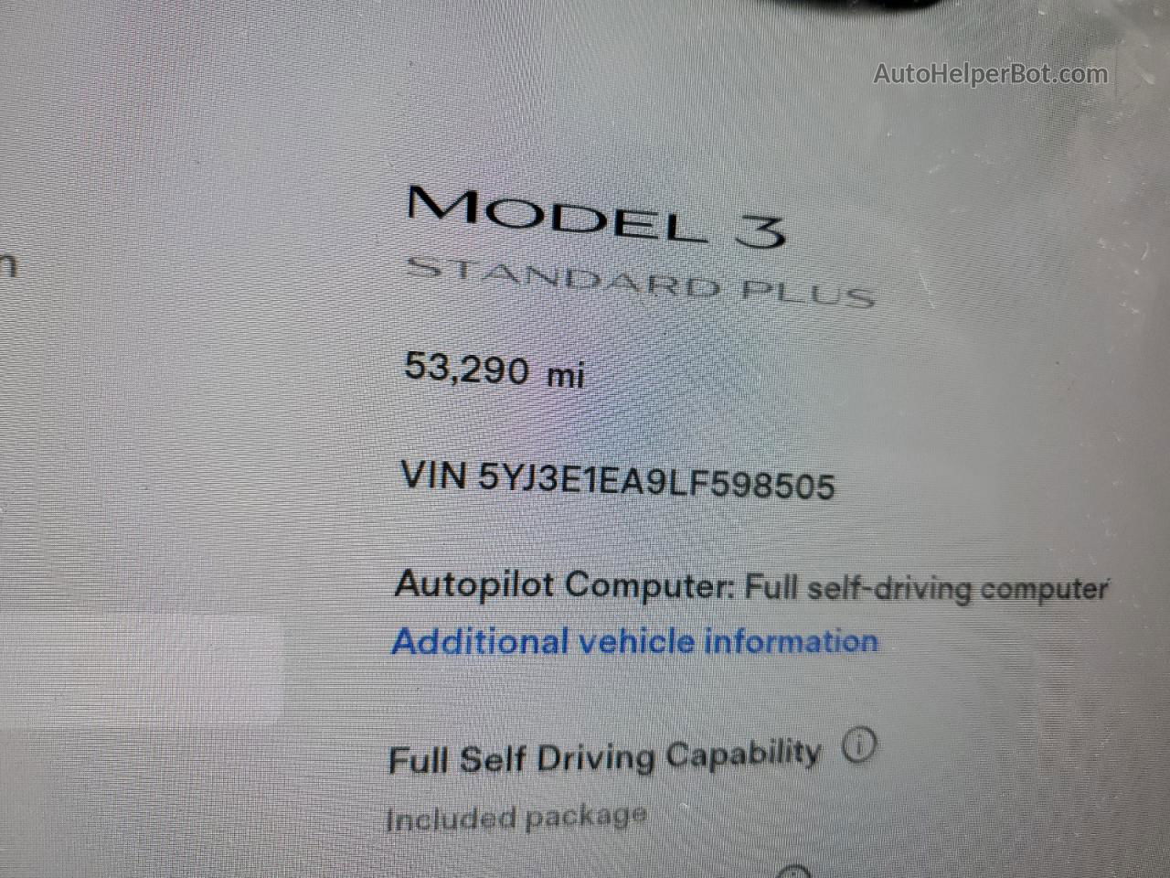 2020 Tesla Model 3  Серый vin: 5YJ3E1EA9LF598505