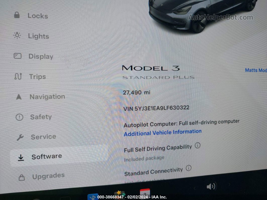 2020 Tesla Model 3 Standard Range Plus Rear-wheel Drive/standard Range Rear-wheel Drive Gray vin: 5YJ3E1EA9LF630322