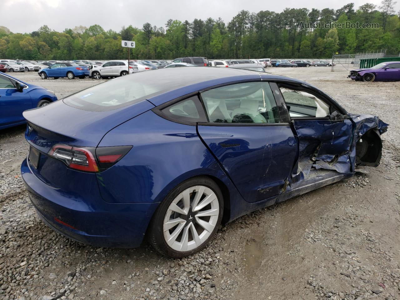 2021 Tesla Model 3  Синий vin: 5YJ3E1EA9MF853848