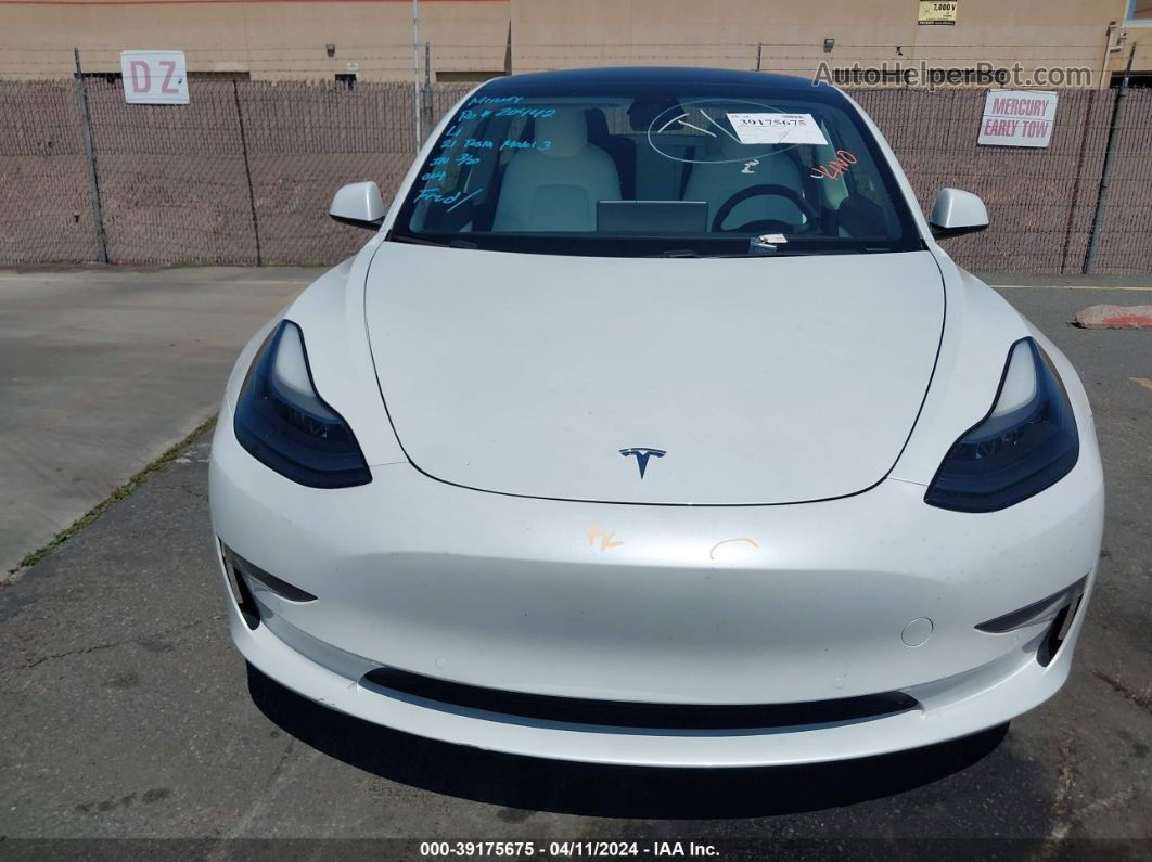 2021 Tesla Model 3 Standard Range Plus Rear-wheel Drive White vin: 5YJ3E1EA9MF874814