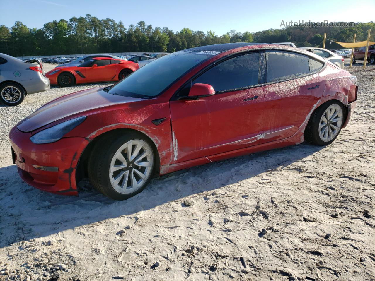 2021 Tesla Model 3  Red vin: 5YJ3E1EA9MF878507