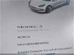 2021 Tesla Model 3 Standard Range Plus Rear-wheel Drive White vin: 5YJ3E1EA9MF991552
