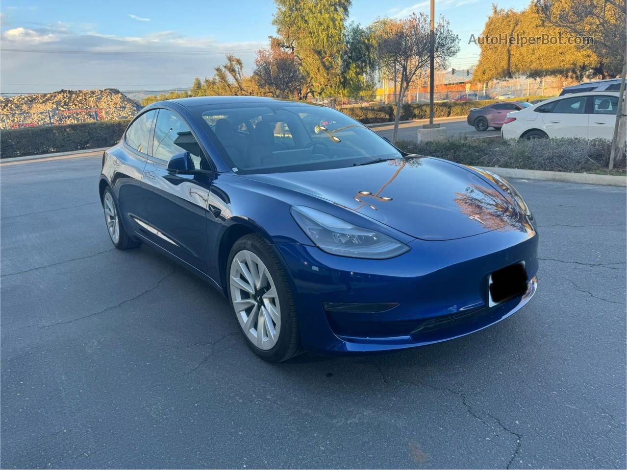 2022 Tesla Model 3 Blue vin: 5YJ3E1EA9NF369552