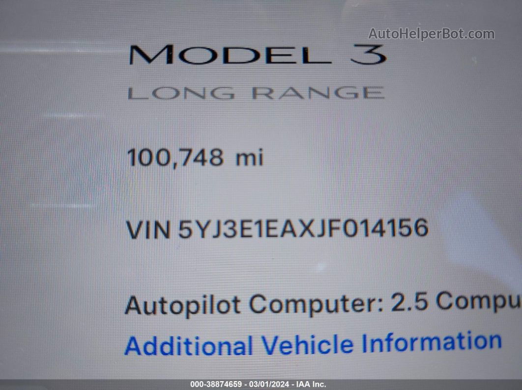 2018 Tesla Model 3 Long Range/mid Range Gray vin: 5YJ3E1EAXJF014156