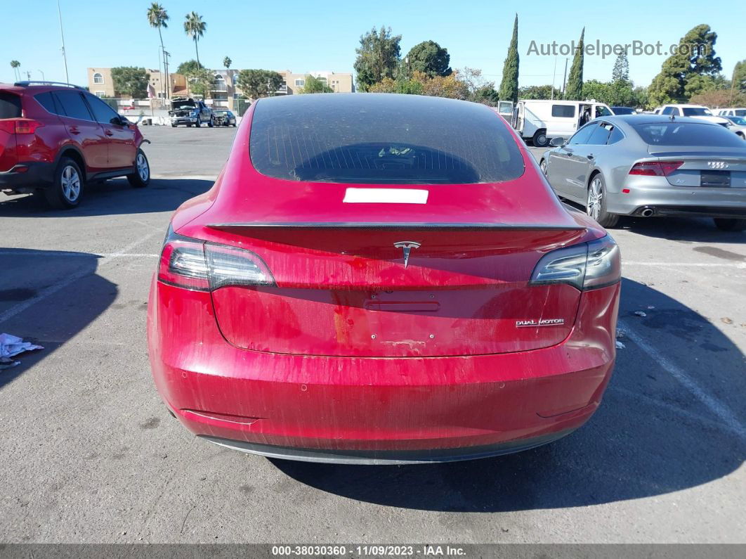 2018 Tesla Model 3 Mid Range/long Range Red vin: 5YJ3E1EAXJF058206