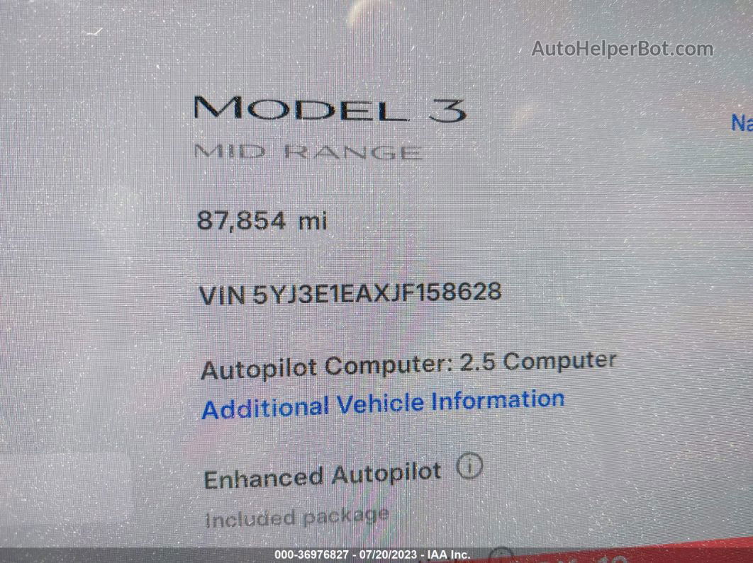 2018 Tesla Model 3 Range Battery Серый vin: 5YJ3E1EAXJF158628