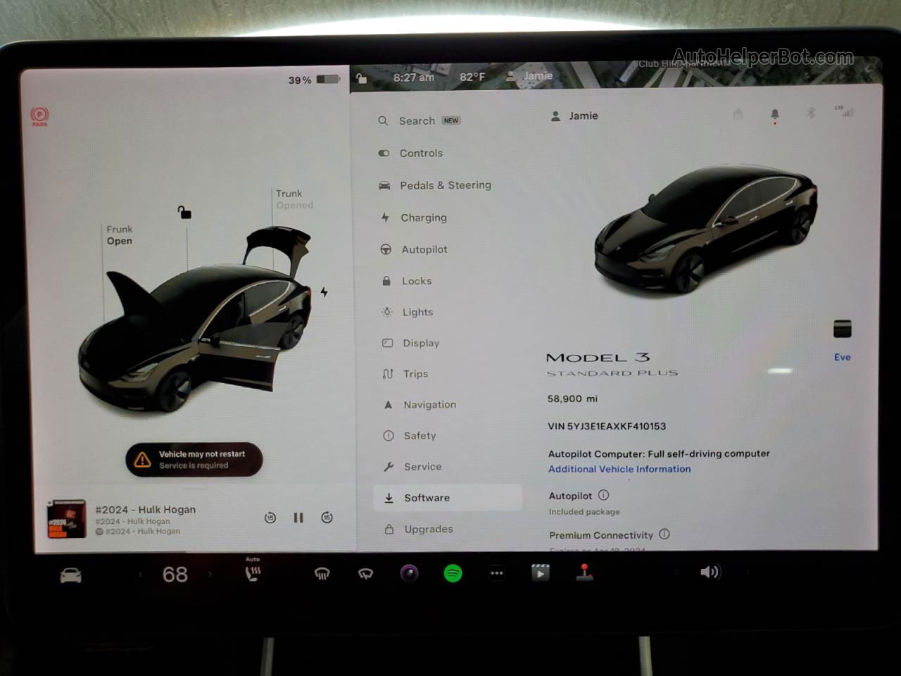 2019 Tesla Model 3  Черный vin: 5YJ3E1EAXKF410153