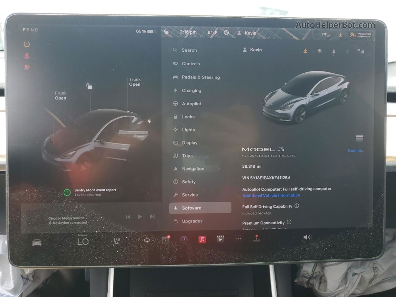 2019 Tesla Model 3  Серый vin: 5YJ3E1EAXKF411254