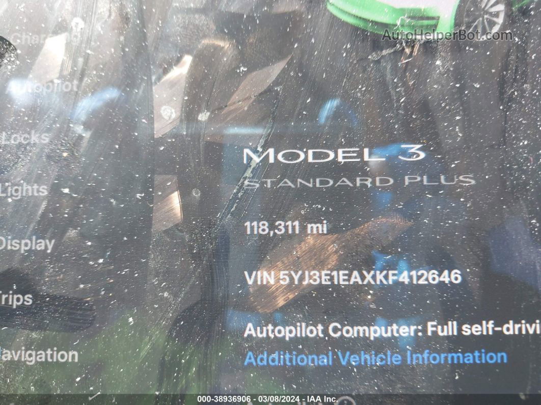 2019 Tesla Model 3 Long Range/mid Range/standard Range/standard Range Plus Gray vin: 5YJ3E1EAXKF412646