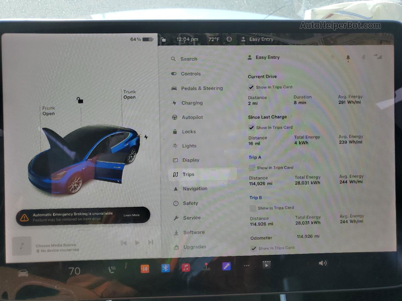 2019 Tesla Model 3  Синий vin: 5YJ3E1EAXKF424943