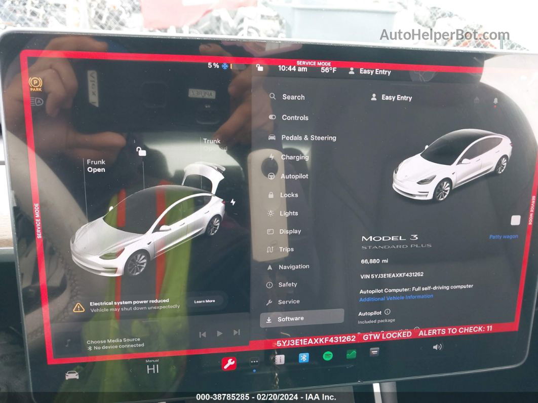 2019 Tesla Model 3 Long Range/mid Range/standard Range/standard Range Plus White vin: 5YJ3E1EAXKF431262