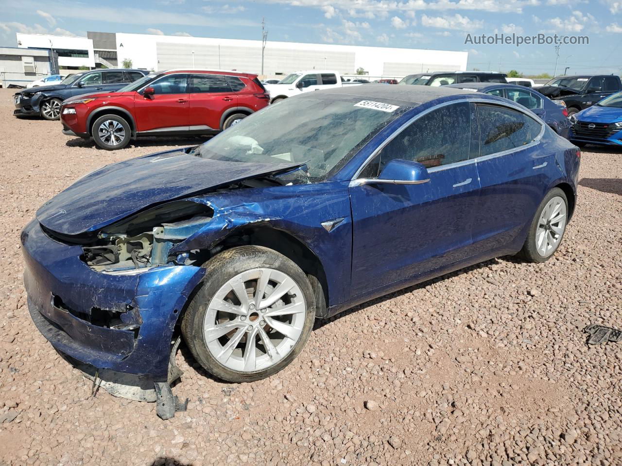 2019 Tesla Model 3  Синий vin: 5YJ3E1EAXKF431763