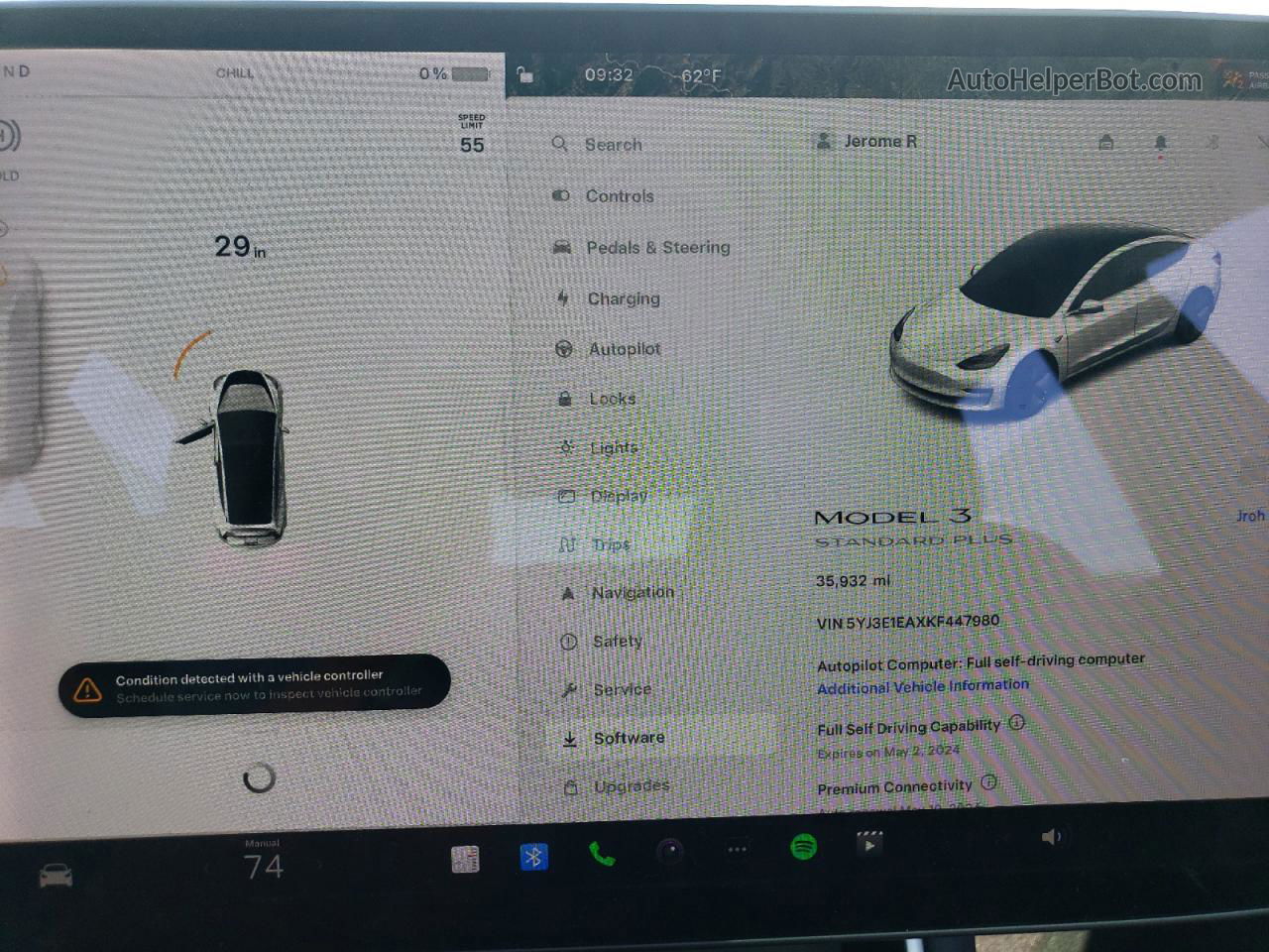 2019 Tesla Model 3  White vin: 5YJ3E1EAXKF447980