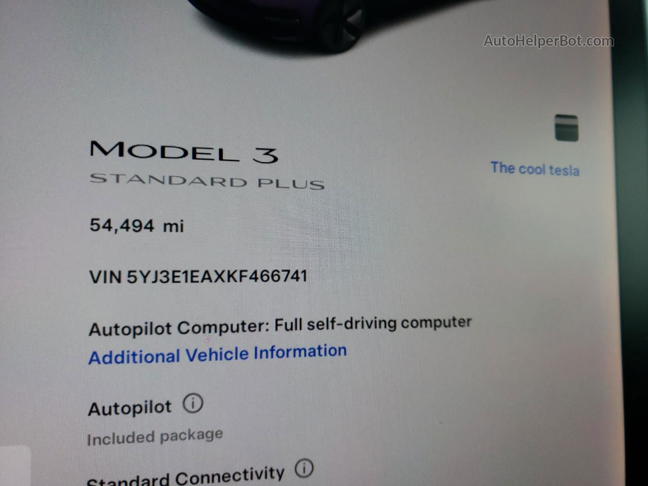 2019 Tesla Model 3  Белый vin: 5YJ3E1EAXKF466741