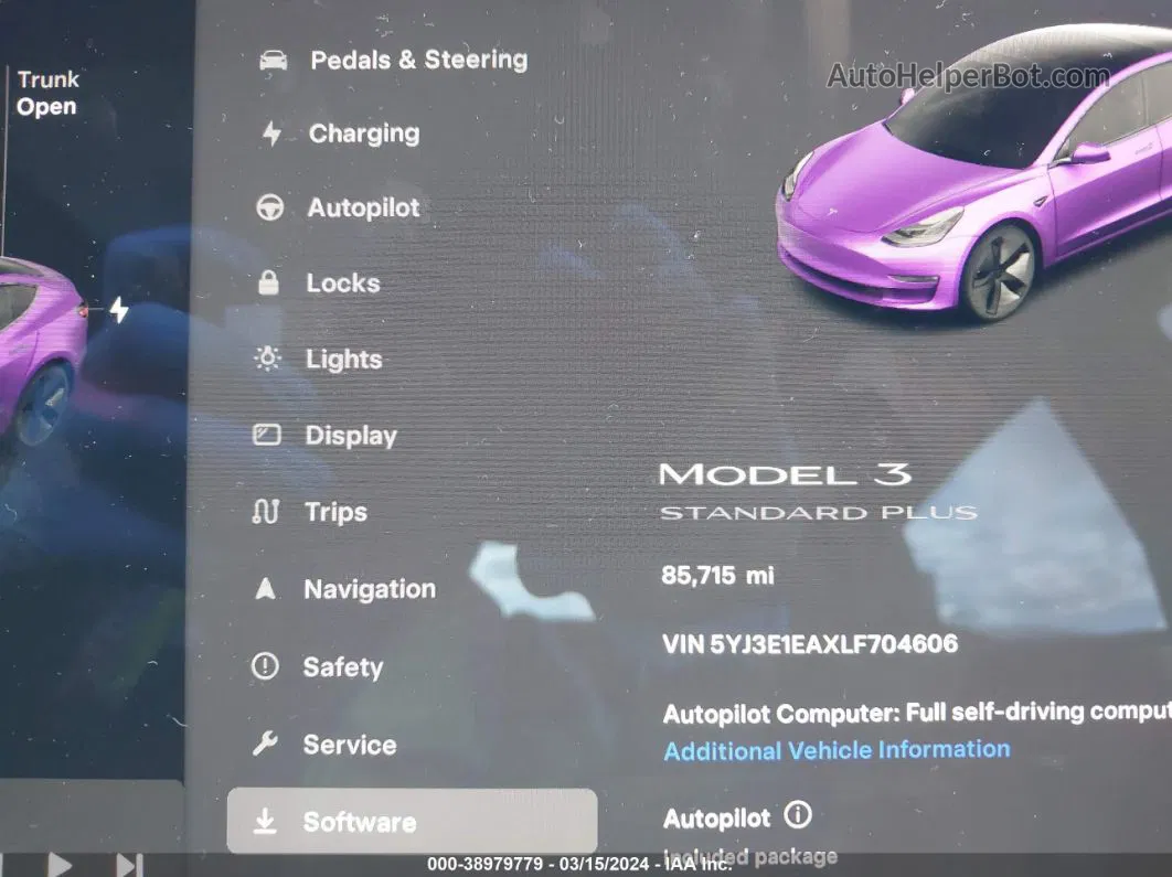 2020 Tesla Model 3 Standard Range Plus Rear-wheel Drive/standard Range Rear-wheel Drive Black vin: 5YJ3E1EAXLF704606