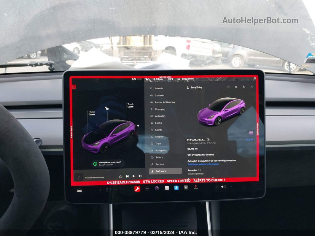 2020 Tesla Model 3 Standard Range Plus Rear-wheel Drive/standard Range Rear-wheel Drive Черный vin: 5YJ3E1EAXLF704606